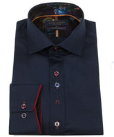 Navy Long Sleeve Plain But Not Plain Shirt